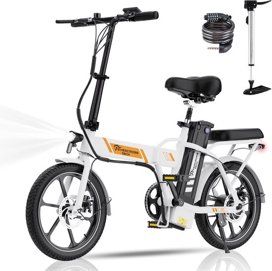 EVERCROSS EK5 Elektrische Fiets - Opvouwbaar E-Bike - 16 Inch - 25km/u - Wit