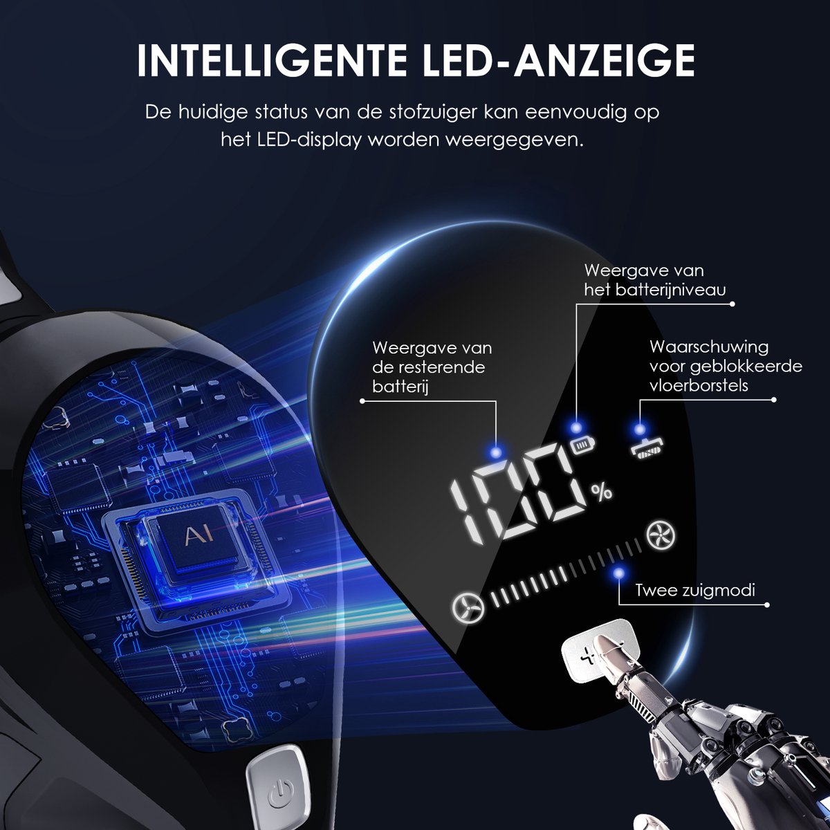 Elekiatech Draadloze Steelstofzuiger 55000 Pa met 50 Minuten - afbeelding 3