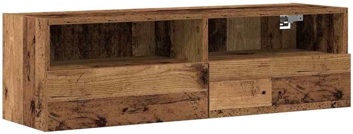 TV Wandkast - Zwevende Kast - Woonkamer Media - Bewerkt Hout Constructie - 100 x 30 x 30 cm