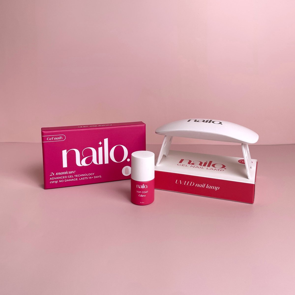Nailo Gel Nagelstickers Starterset – Gellak Stickers incl. LED Lamp – 2 Manicures – 14+ dagen Perfecte Nagels