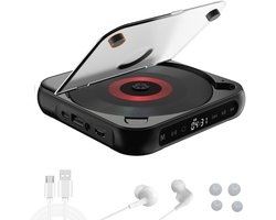 CD Speler - Draagbare Bluetooth-cd-speler met USB-C-snelladen - Ultradun en compact - Ondersteunt CD/CD-R/CD-RW/MP3/WMA-formaten - Geschikt voor zowel reizen als thuisgebruik - 3.5 MM AuxIngebouwde speaker - Met oortjes en datakabel - 2000mah