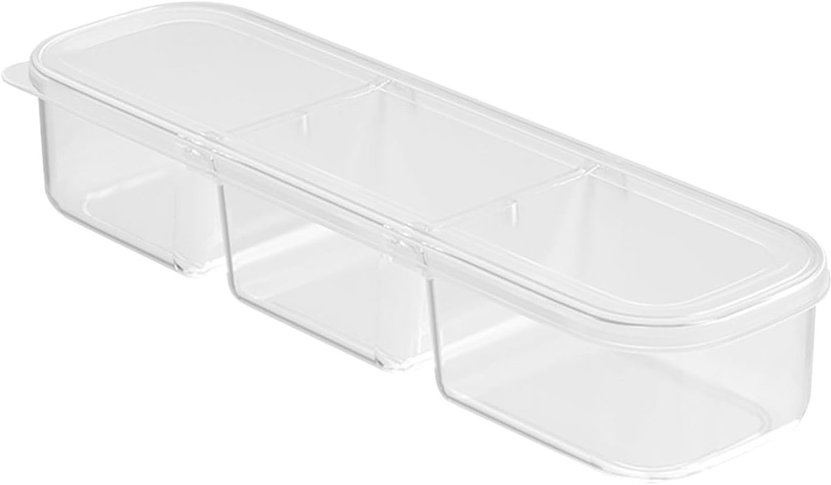 Koelkast Opbergdozen - Voedsel Bakjes - Keuken Organiseren - Met Vakken - 266 x 8 x 5 cm - Transparant