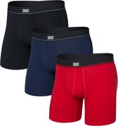 SAXX Heren Boxershort Essential Cotton - 3-Pack - Boxer met BallPark Pouch® - Ademend & Geurbestendigd Ondergoed - Middenrood - XL