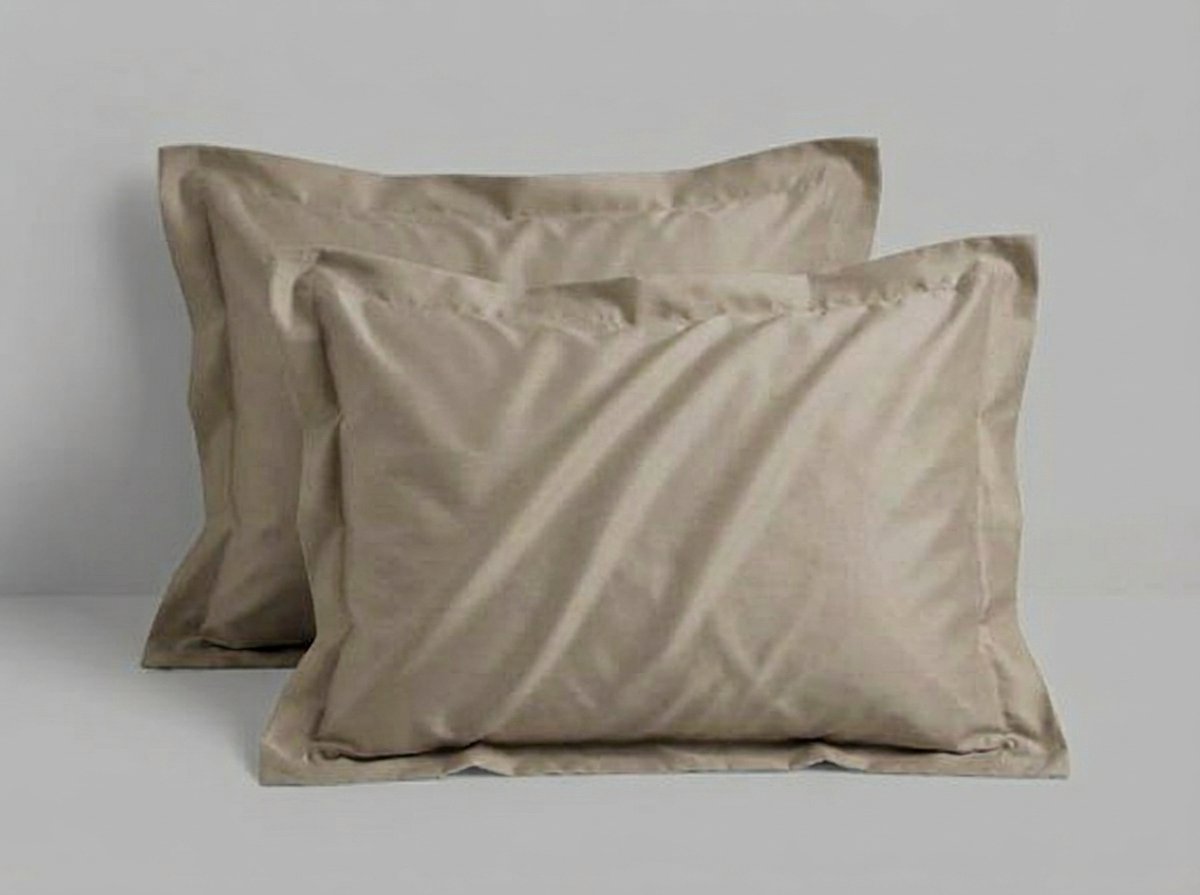 Linea - Kussenslopen met Volant - Katoen Satijn - 450 TC - 2x - 45x65cm - Taupe