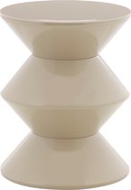 Beige zandloper bijzettafel, geïsoleerd op zwarte achtergrond.