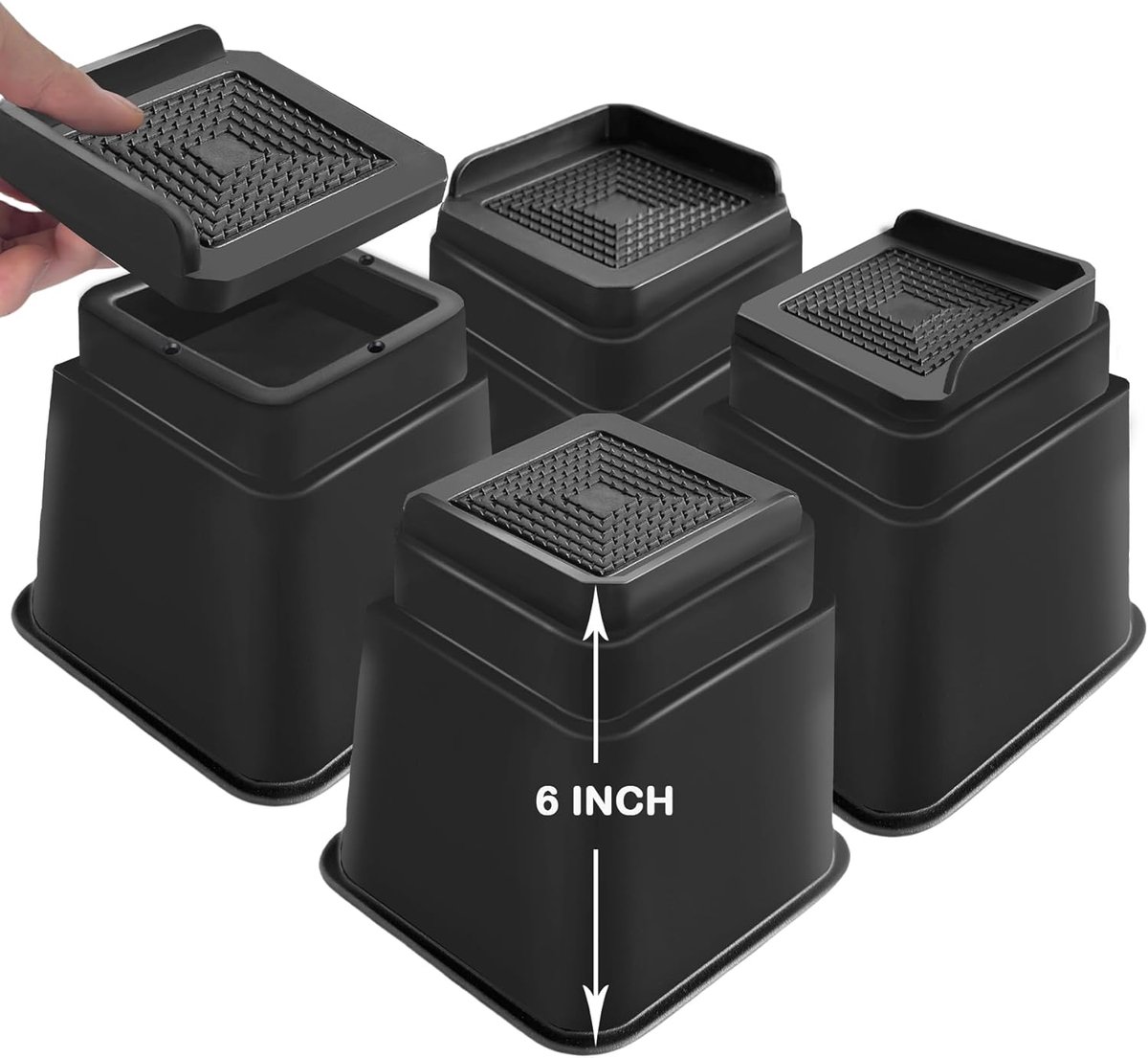 Bedverhogers Set - Meubel Lifters - Meer Ruimte Creëren - Extra Stevig Design - 6 Inch Verhoging - Zwart