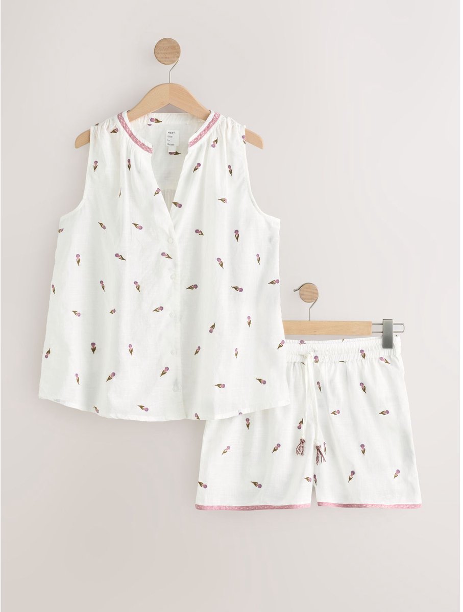 Next - Dames - Katoenen hemdpyjama - Wit