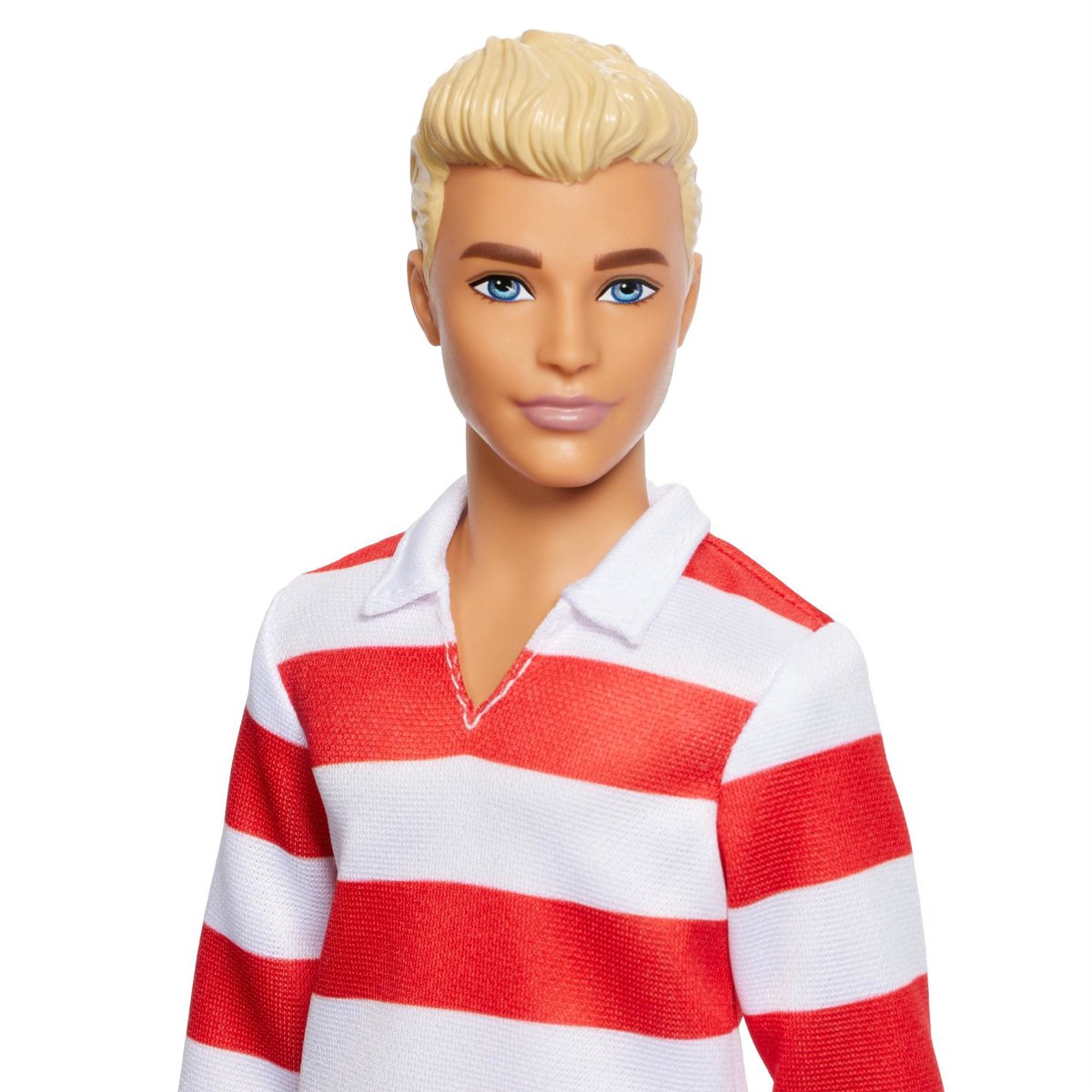 Barbie Fashionistas Ken Pop - Blond haar en rood-wit gestreepte polo — afbeelding 6