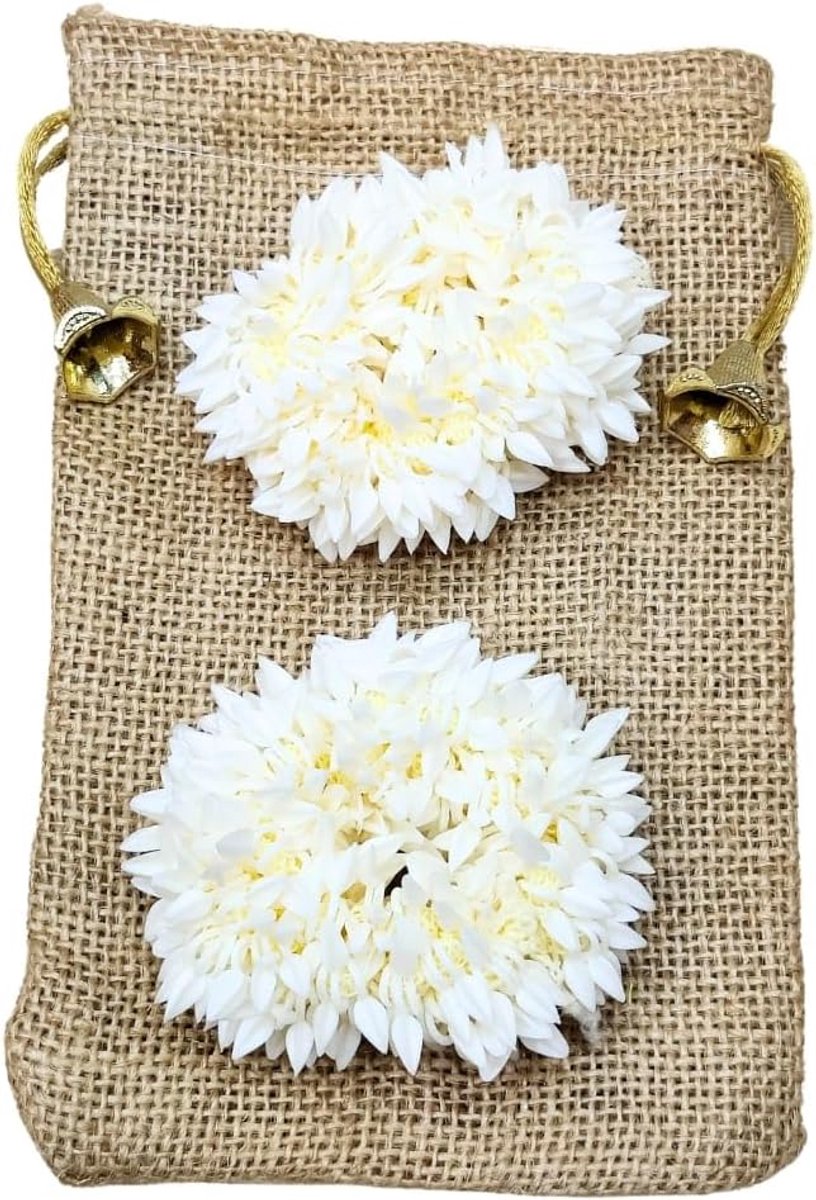 Bloemen Armband Set - Bruiloft Accessoires - Feestelijke Gelegenheden - Elastische Sluiting - 18 Centimeter - Natuurlijk