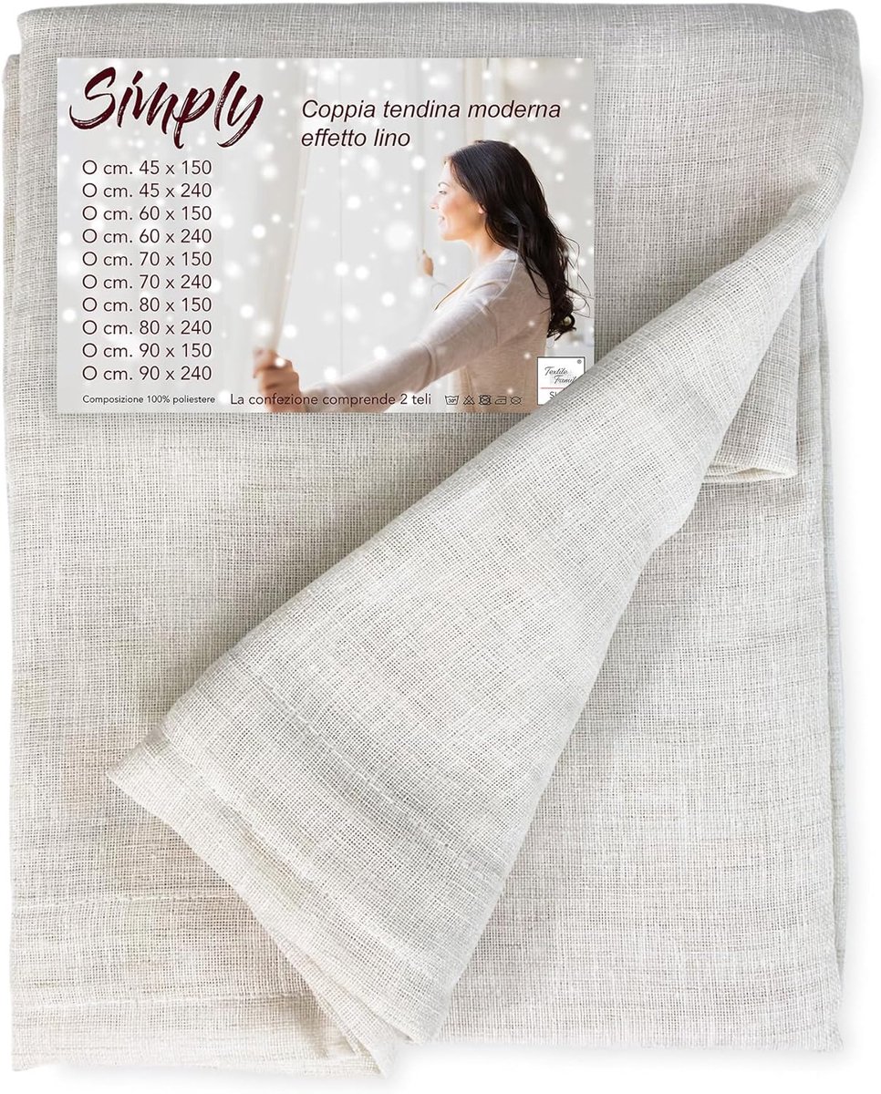 Gordijnen set - Raambekleding - Woonkamer decoratie - Semi-transparant - 45x240 cm - Beige