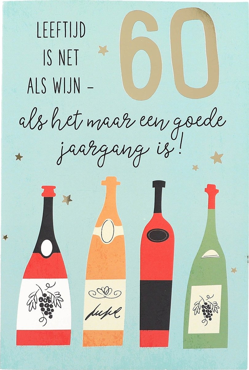 Depesche cadeau 60 jaar verjaardag grappig cadeau wijn spreuk.
