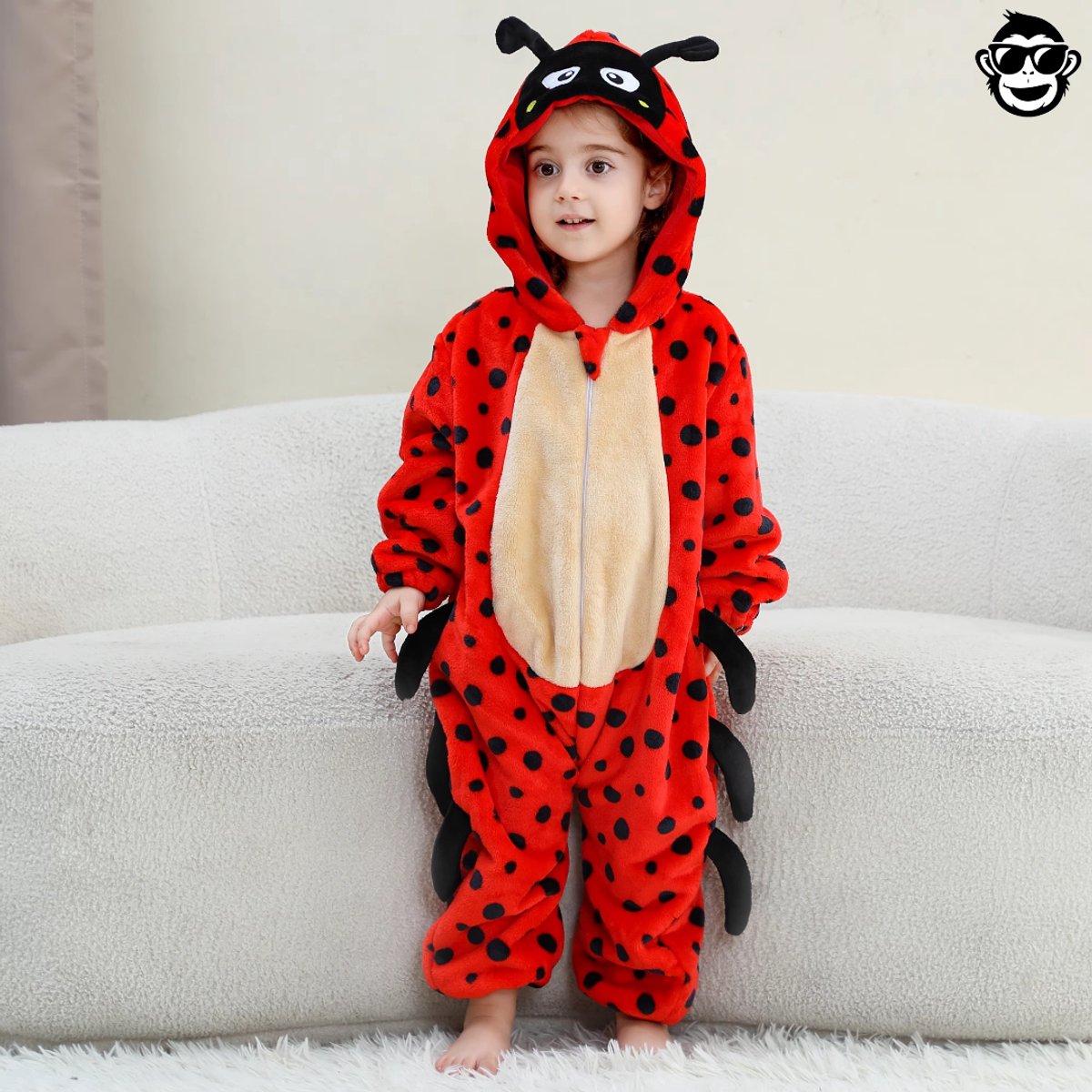BoefieBoef Dieren Baby Onesie Peuter Pyjama Kinderen 6 maanden - 2 jaar – Lieveheerstbeestje – Verkleedkleding met Luierrits – Carnaval Dierenpak - Halloween en Kraamcadeau Tip – Zacht Flanel - Romper - Boxpak - Jongens - Meisjes - Kruippak - — afbeelding 11
