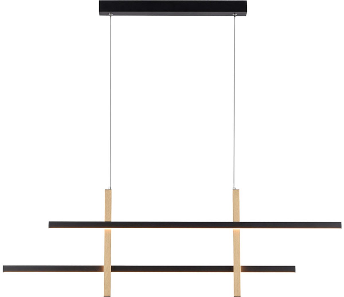 LED hanglamp hanglamp woonkamerlamp plafondlamp eetkamerlamp, metaal aluminium kunststof zwart goud, Simply dimm Memory, 9,5W 1100Lm 3000K warm wit, H 120 cm