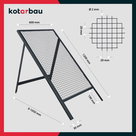 KOTARBAU® Grondzeef, Bouwzeef, 20 x 20 mm, Zandzeef, 60 x 120 cm, Doorwerpzeef, Bouwzeef Staal, Grijs, Tuinzeef, Zeef voor Grond, Zandzeef voor Bouw, Grote Grondzeef — afbeelding 4