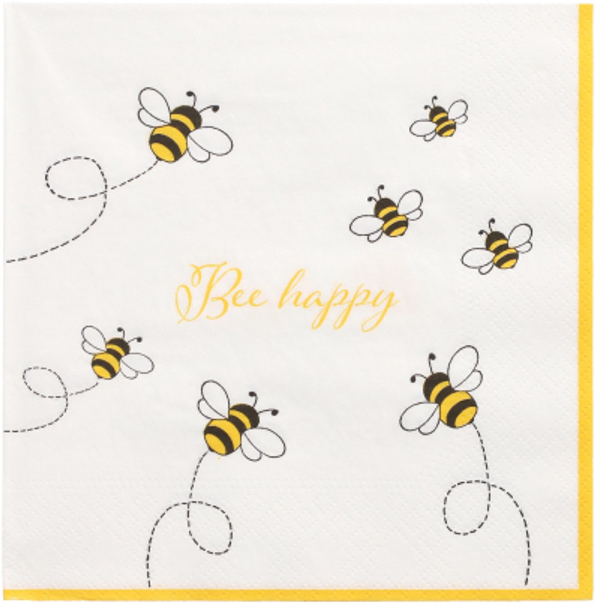 12x 30 Servetten 3-laags 1/4 vouw 33 cm x 33 cm Bee Happy