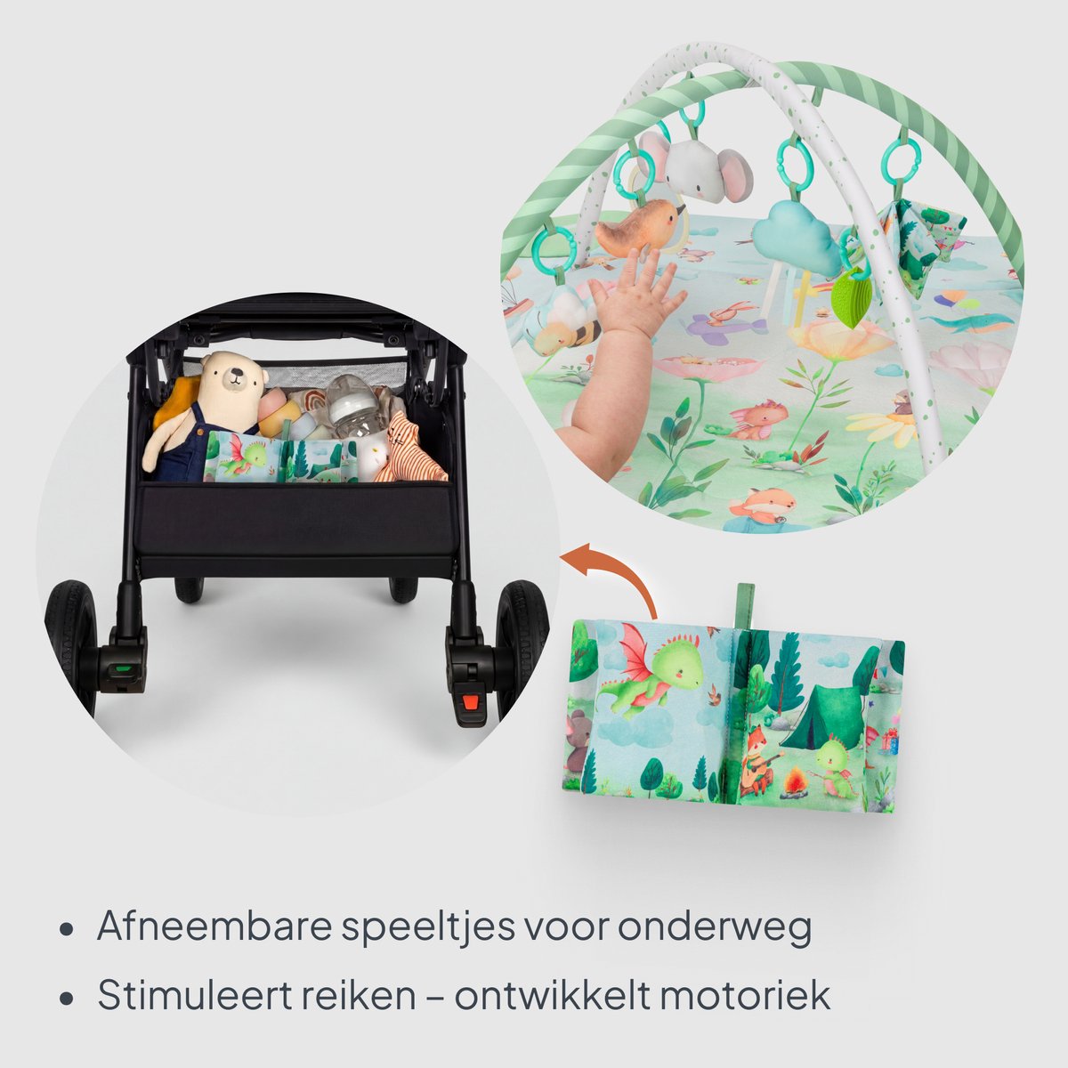 Lionelo Inga Multicolor – Multifunctionele Speelmat met Bogen – Speelkleed & Speelhek – 7 Sensorische Speeltjes – Baby Ontwikkeling & Motoriek — afbeelding 5