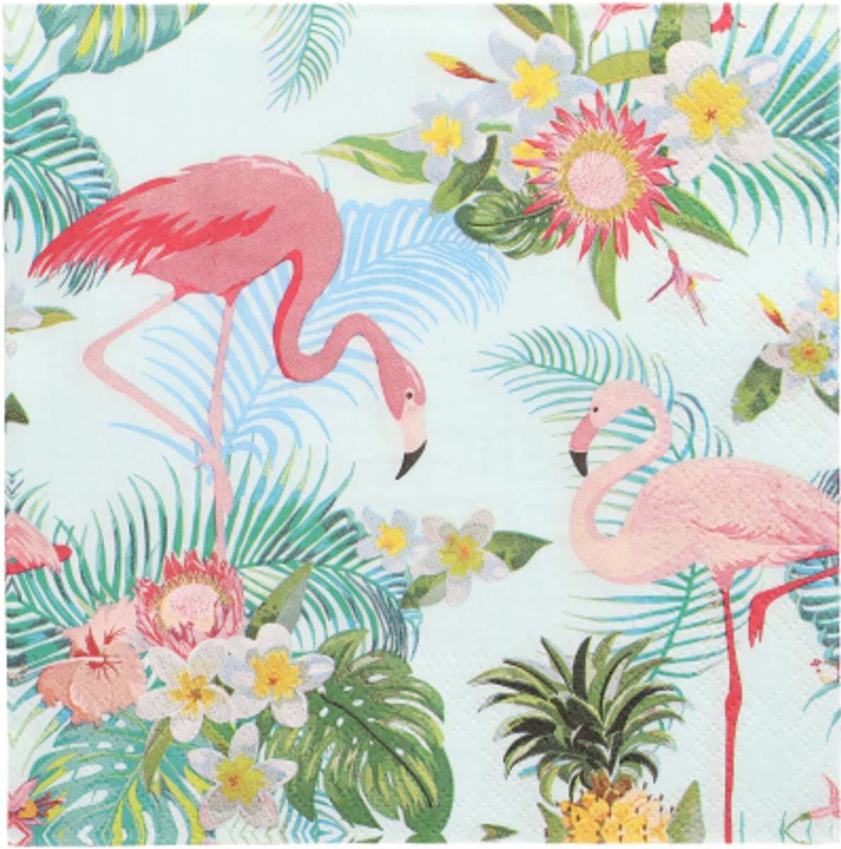 10x 20 Servetten 3-laags 1/4 vouw 33 cm x 33 cm Exotic Flamingos