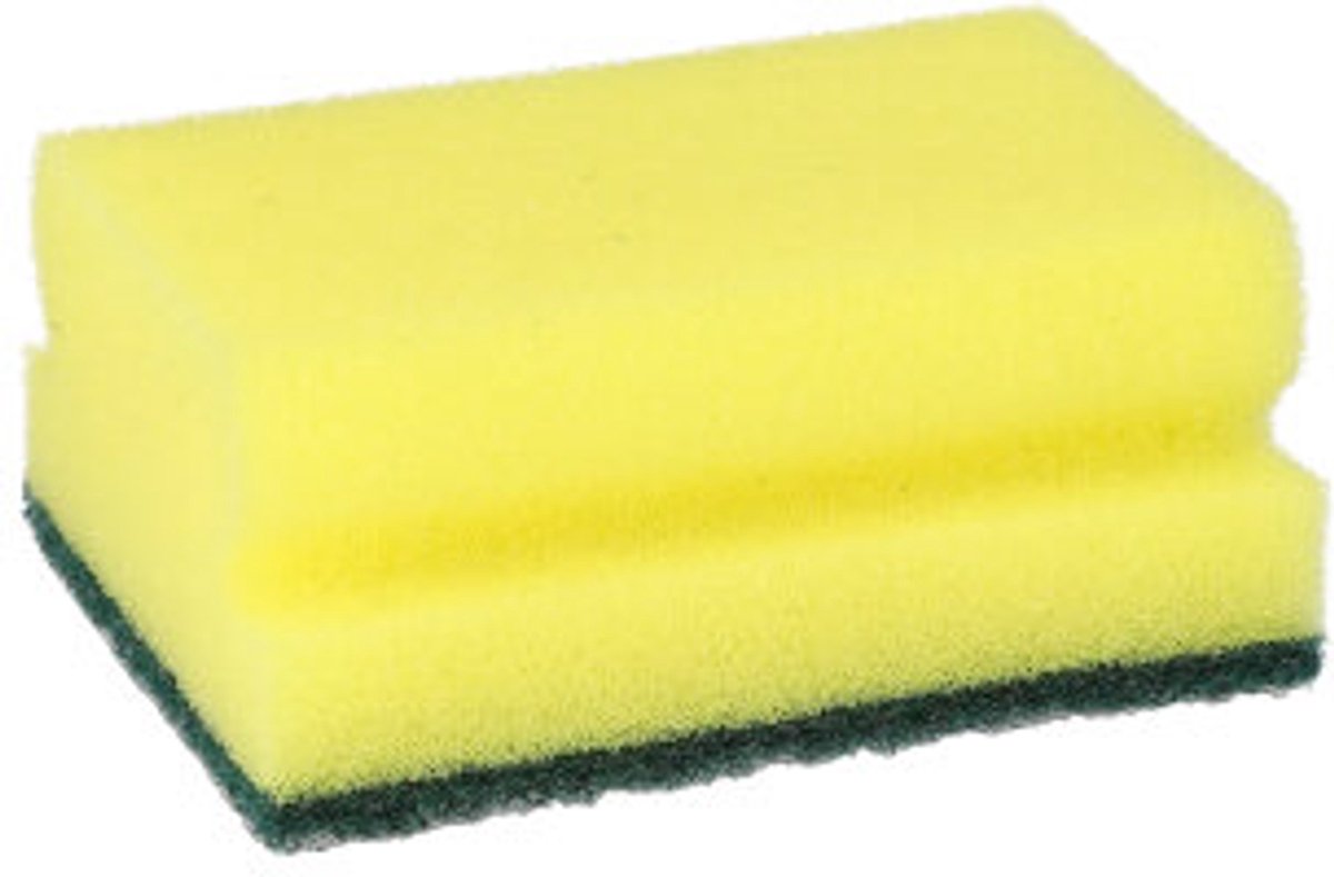 12x 6 Pannensponsen hoekig 41 cm x 95 cm x 68 cm geel/groen met greep schurend