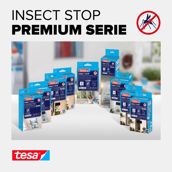 tesa INSECT STOP H&L Fly Screen Premium for Windows - hor met sterke klittenband, verwijderbaar zonder resten, op maat snijden - 170 x 180 cm - antraciet (transparant)
