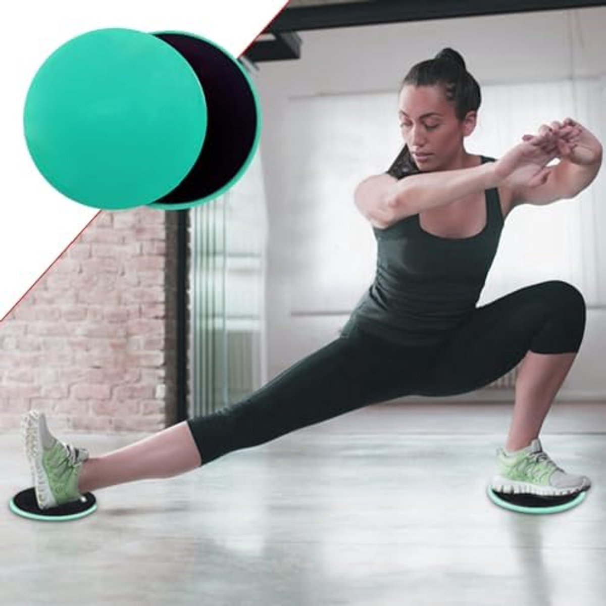 Core Sliders - Glijplaten Fitness - Buikspier Training - Dubbelzijdig Gebruik - Diameter 20 cm - Mintgroen