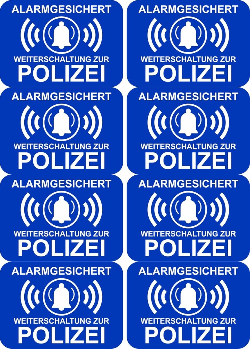 Waarschuwingsstickers - Alarm Stickers - Beveiliging Eigendom - Zelfklevend Weerbestendig - 7 x 5 cm - Blauw