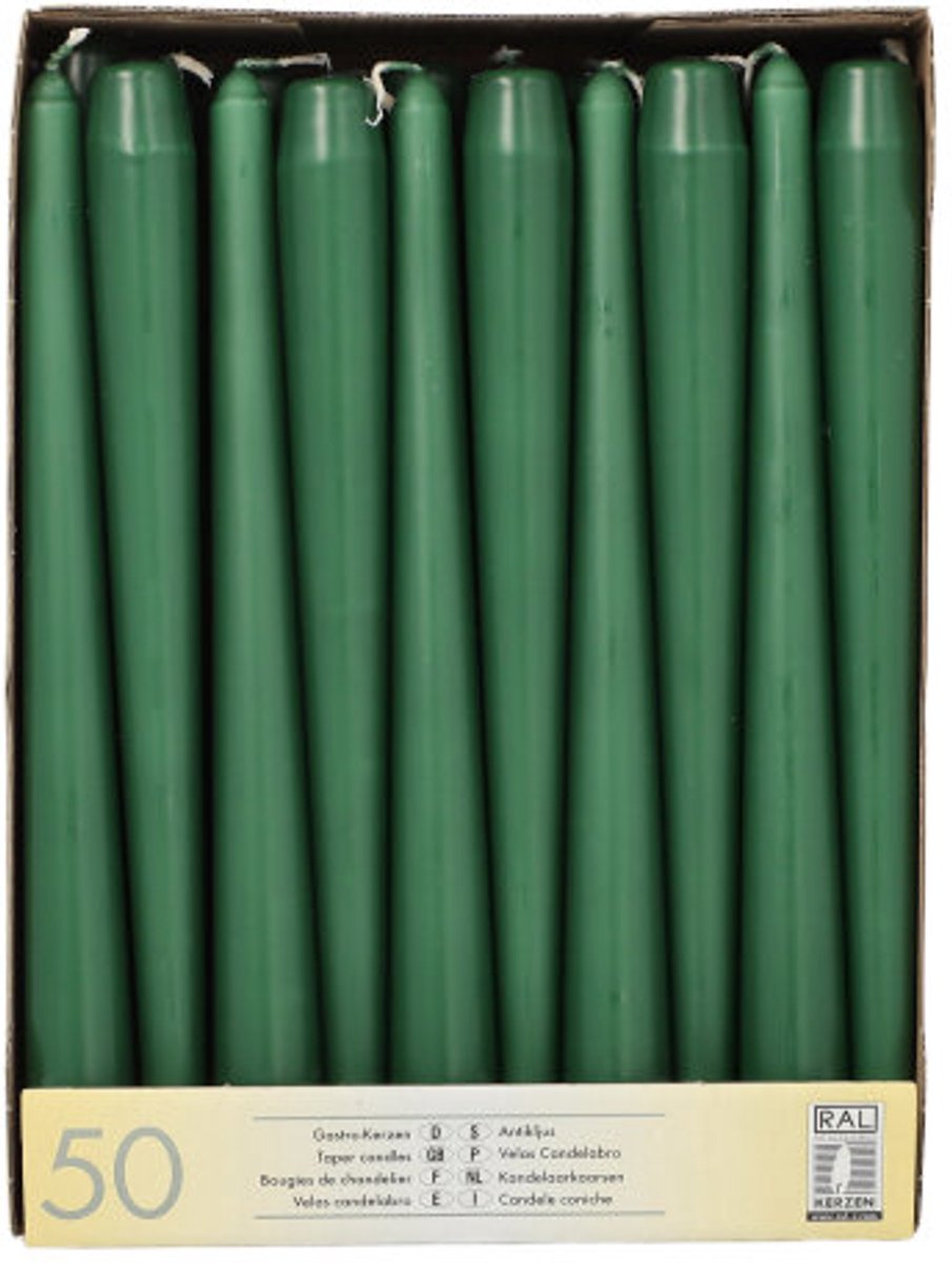 2x 50 Kandelaarkaarsen Ø 22 cm · 25 cm donkergroen