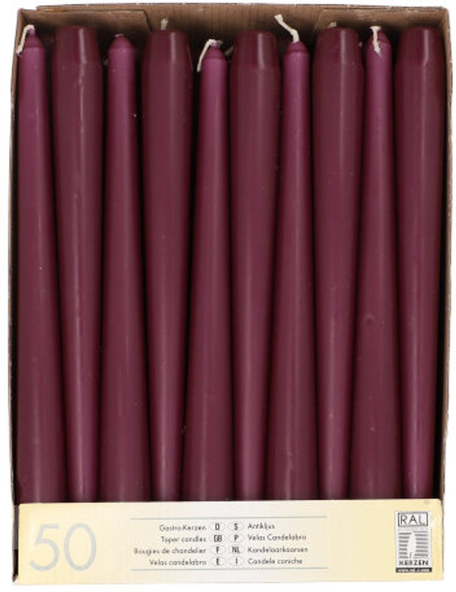 2x 50 Kandelaarkaarsen Ø 22 cm · 25 cm violet