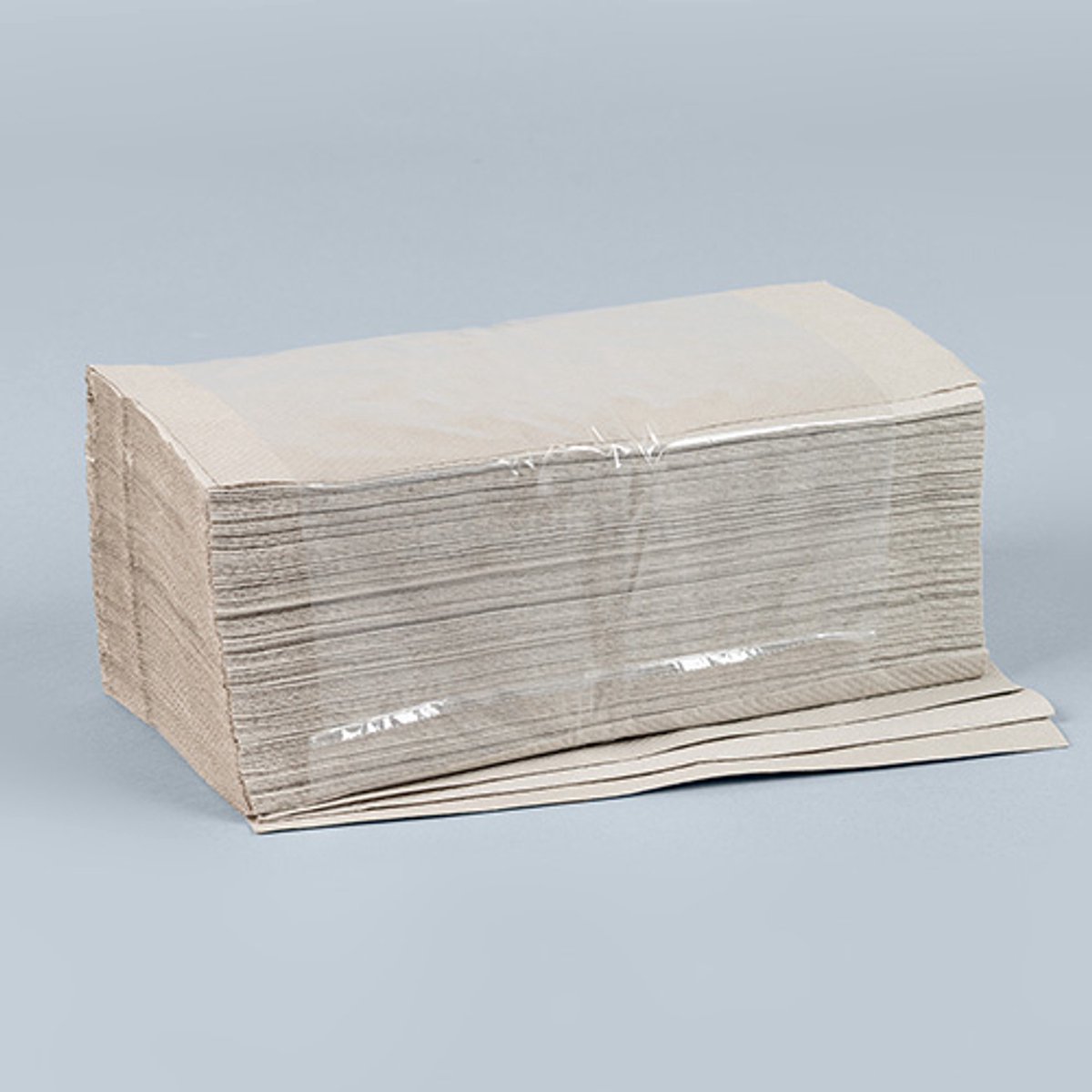 1x 5000 Blad Handdoekjes V-vouw 23 cm x 25 cm natuur Plus L zigzag 1-laags (20x250)