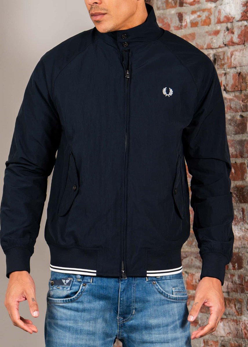 Fred Perry Crinkle harrington jacket Blauw