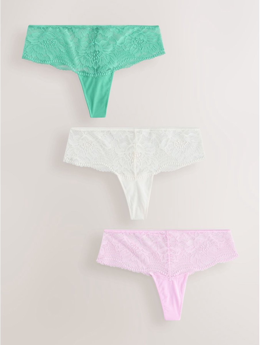 Next - Dames - Set van 3 kanten heupslips - Roze