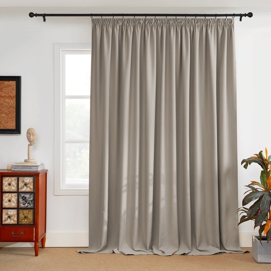 NICETOWN Kant en klaar Gordijn - Met Plooiband - Verduisterend - 300x245 cm - Zand - 1 Stuk