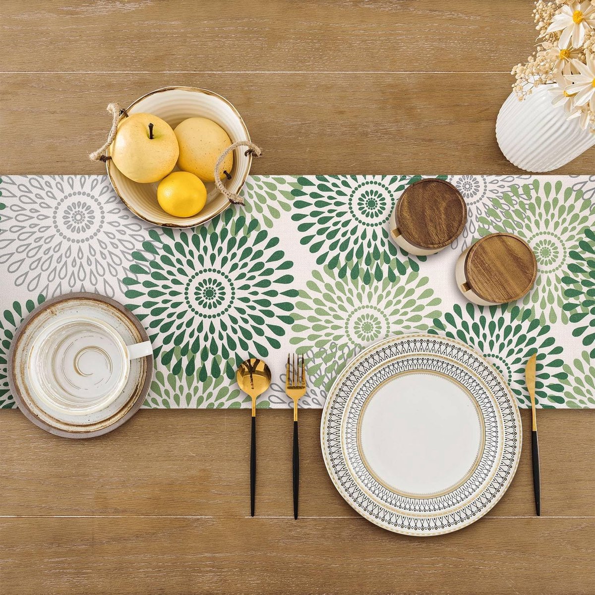 Tafel Runner - Decoratieve Stof - Eettafel Aankleden - Wasbaar Materiaal - 40 x 100 cm - Groen