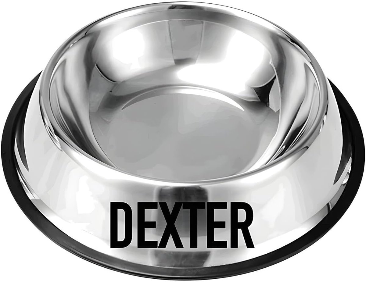 Gepersonaliseerde Voerbak - Naamkom Huisdier - Voeding en Water - Roestvrij Staal - Meerdere Maten - Zilver