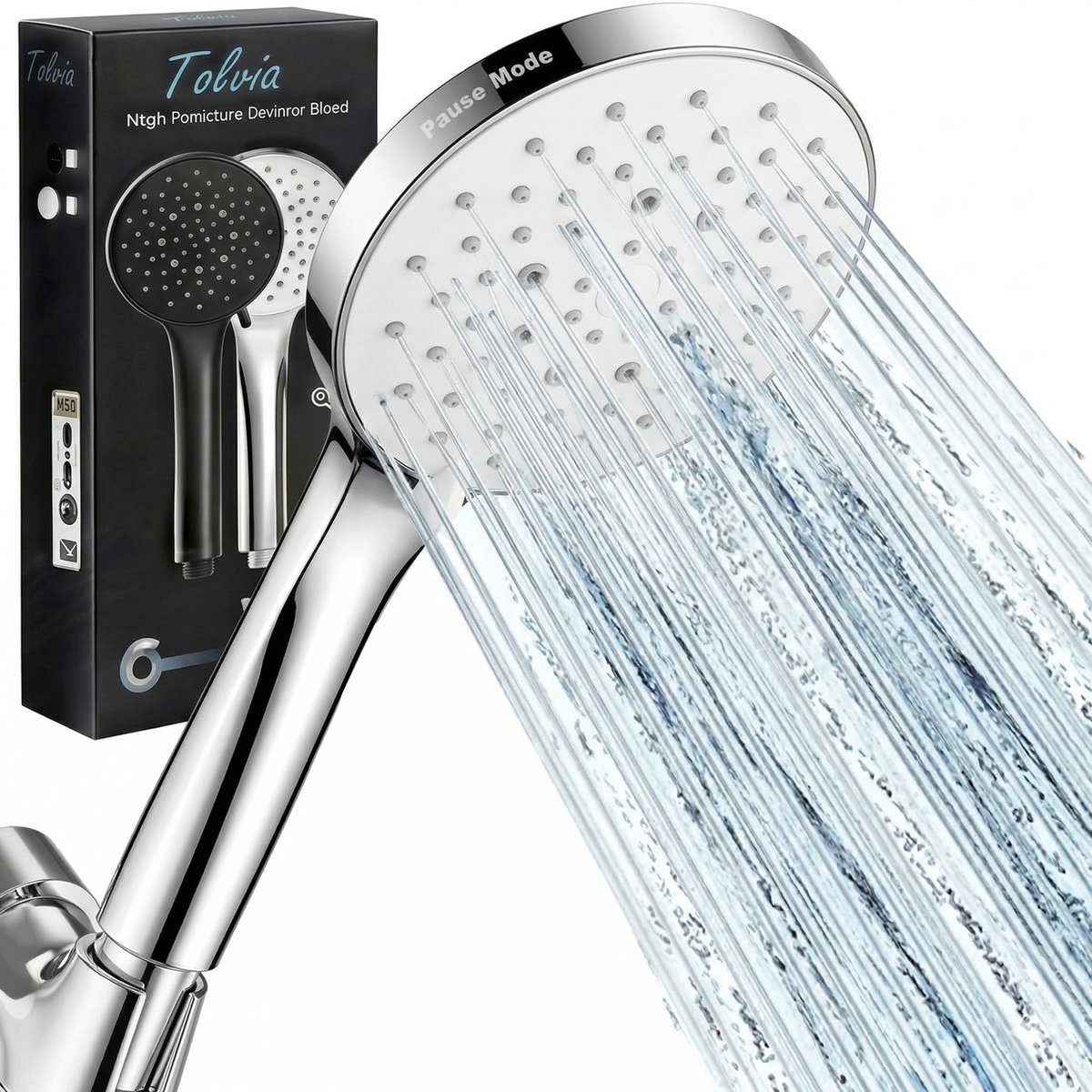 Tolvia Douchekop met Hoge druk - Regendouche - Handdouche Regendouche - 6 Sproeistanden - Waterbesparende - Zilver
