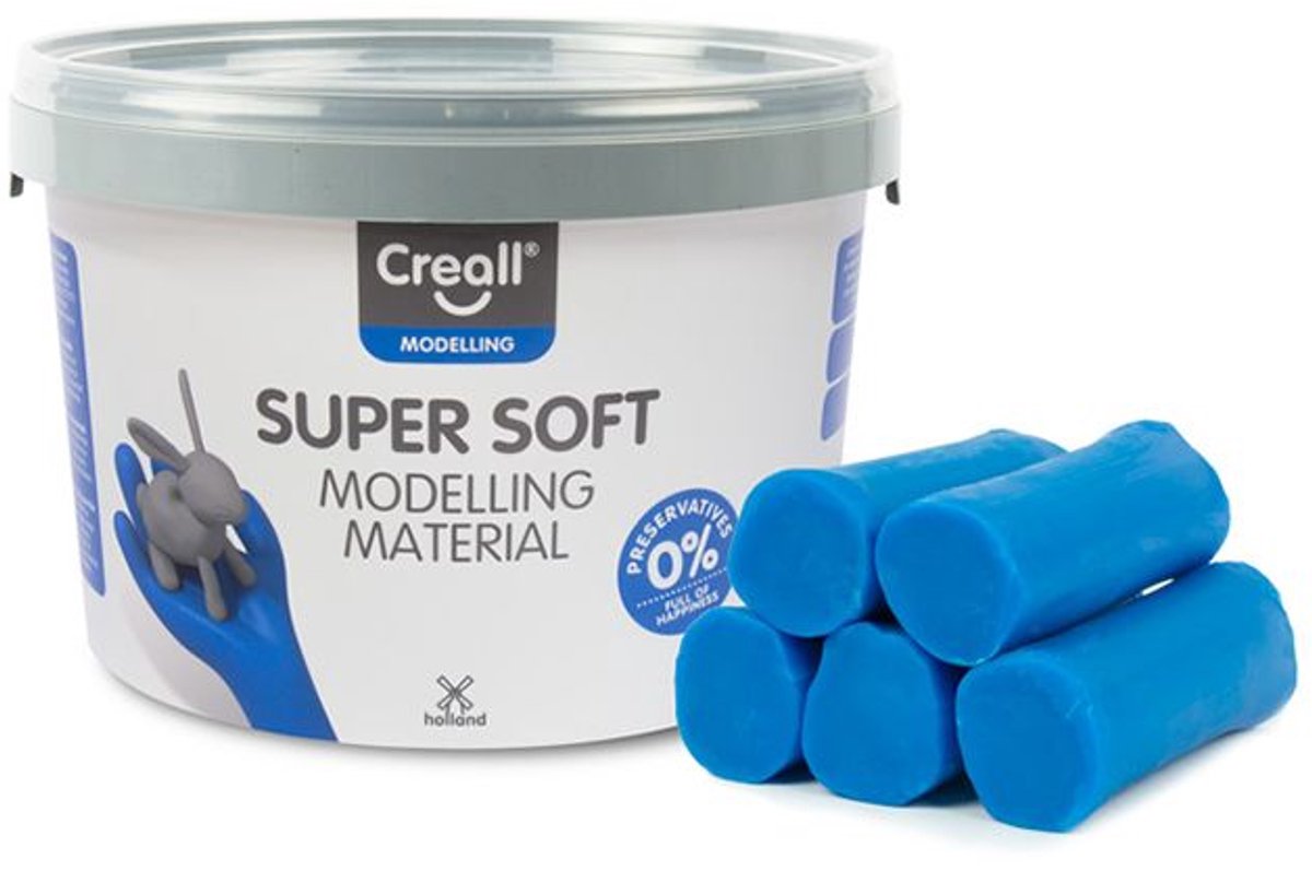 Creall Supersoft boetseerklei - blauw - hersluitbare emmer - 1750 gram - glutenvrij - gemaakt in Nederland — afbeelding 10