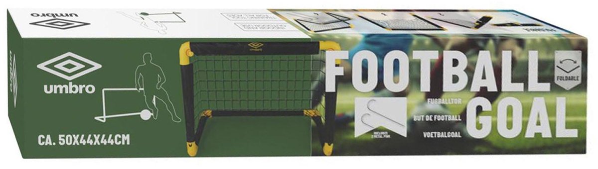 Umbro Voetbaldoel - Voetbalgoal 50 x 44 x 44 cm - Voetbal Goal Opvouwbaar - Makkelijk op te Bergen - Voetbal Training Doel voor Kinderen en Volwassenen - Kunststof - Zwart/ Geel