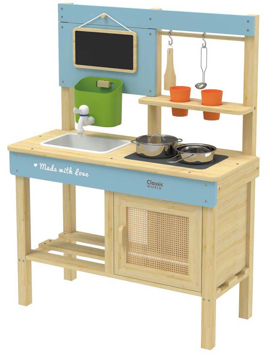Classic World houten buitenkeuken speelkeuken met accessoires 7-delig. — afbeelding 4