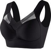 Naadloze Sportbeha voor Dames - Sexy Open Rug - Comfortabele Push-up Yoga Top - Ademende Fitness Bralette - Vest Stijl- zwart- 2XL