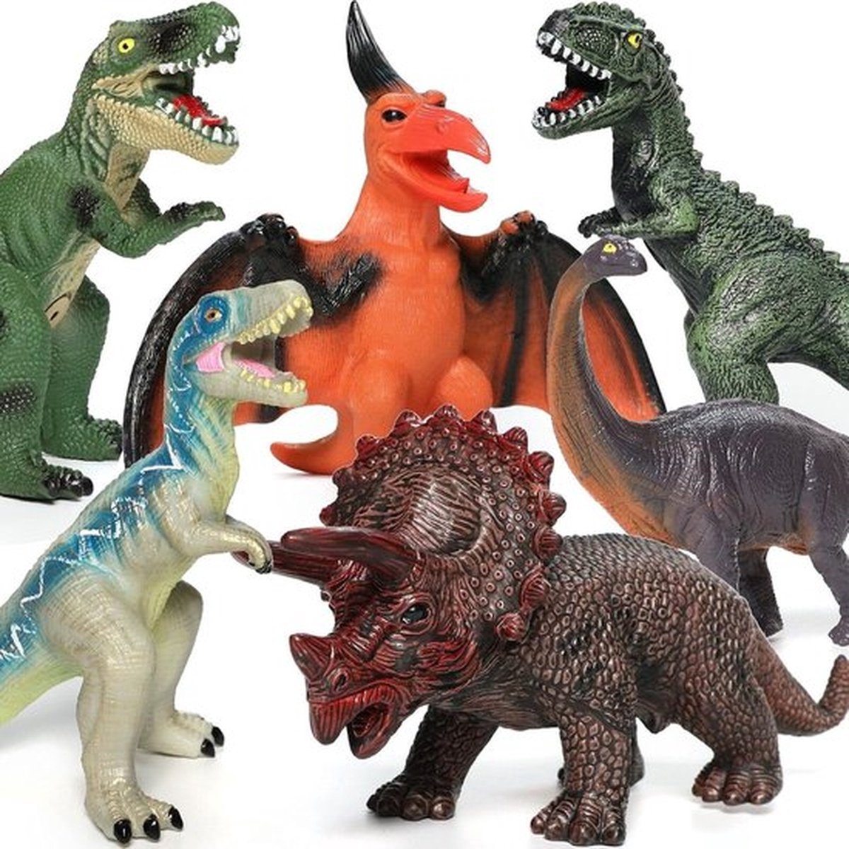 Set van 6 jumbo dinosaurussen voor kinderen van 3-5 jaar en peuters, grote zachte dinosaurussen voor liefhebbers - perfecte feestartikelen, verjaardagscadeaus
