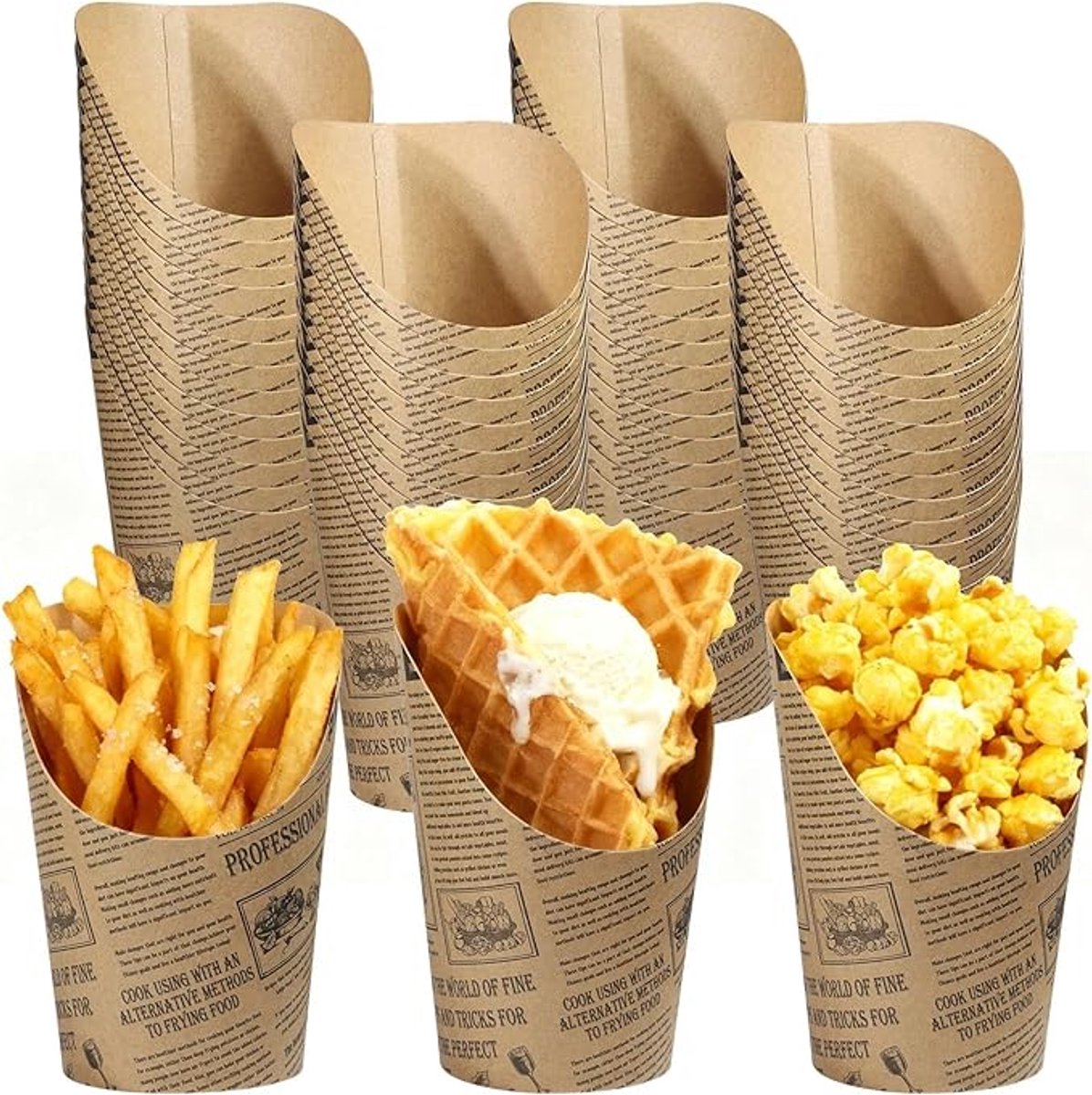 Ijsbeker - ijsbeker karton - 400 ml - Sterk en Stevig Karton - IJsbakjes - Papieren taartbekers - 50 Pcs - bruin - Party schepijs softijs ijsje zomer festival thema feest - van Imperatoris