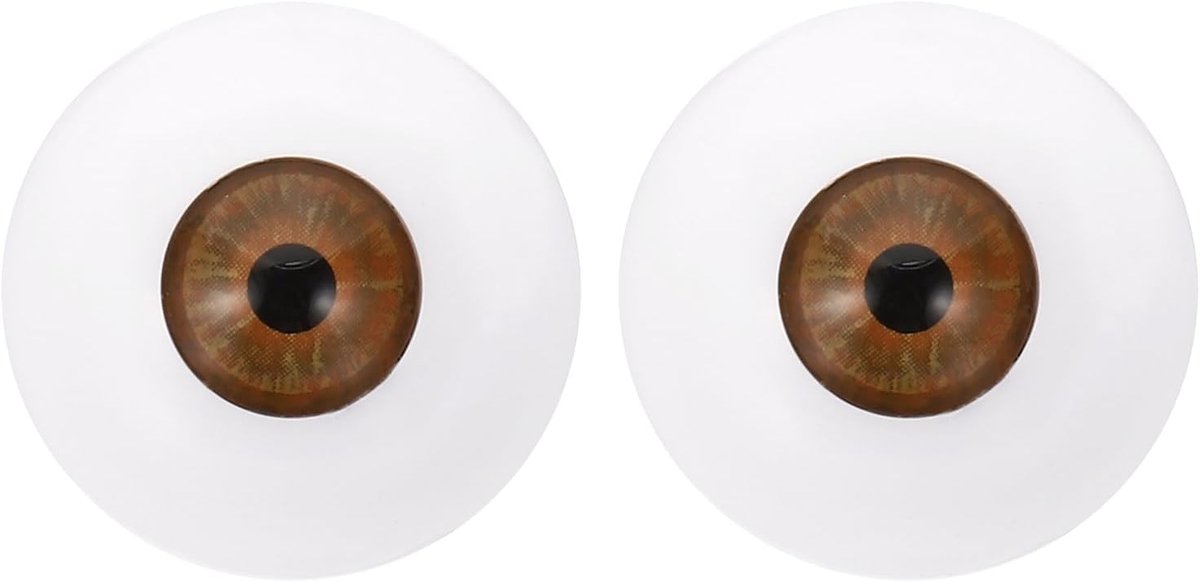 Killogood Twee veiligheidsoogjes van 30 mm - realistische acryl oogbollen/plastic halve oogbollen - geschikt voor maskers - Halloween-rekwisieten en poppenogen (roodbruin).