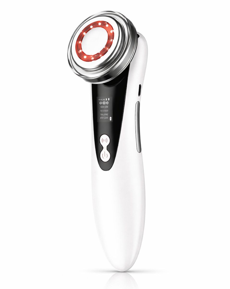 HG Aesthetics Premium Gezichtsmassage Apparaat met LED Lichttherapie & EMS – Gezichtsreiniger Anti-Aging – Diepe Reiniging, Huidversteviging & Oogverzorging – Huidverzorging Apparaat voor Dagelijks Gebruik- Wit
