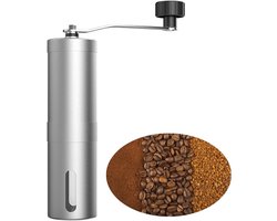 Handmatige koffiemolen - koffiemolen – coffee grinde - Afneembare handslinger - Geschikt voor reizen en kamperen - PP - Zilver