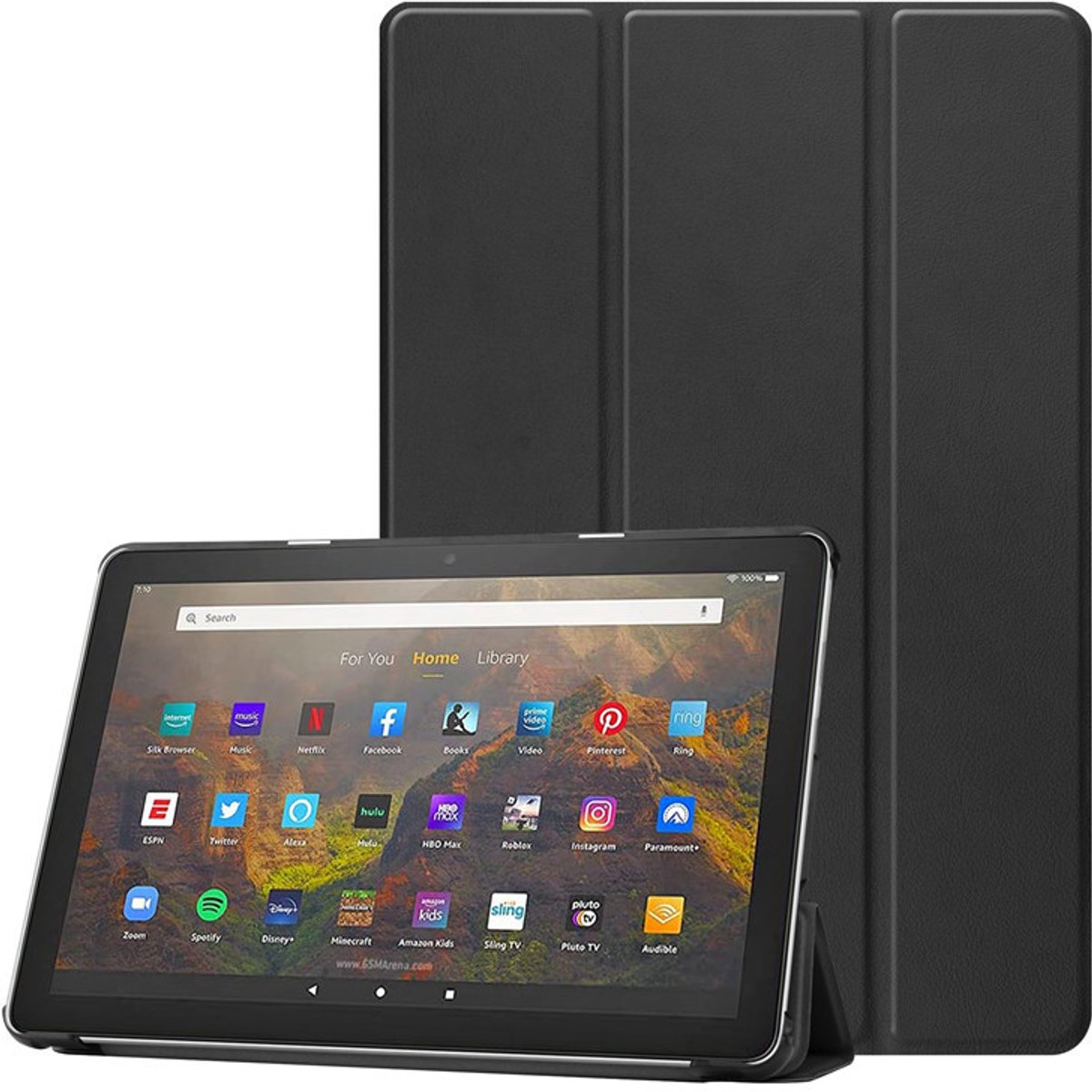 Geschikt voor Fire HD10 2023 Leren Case - Tablet Beschermhoes - Zwart