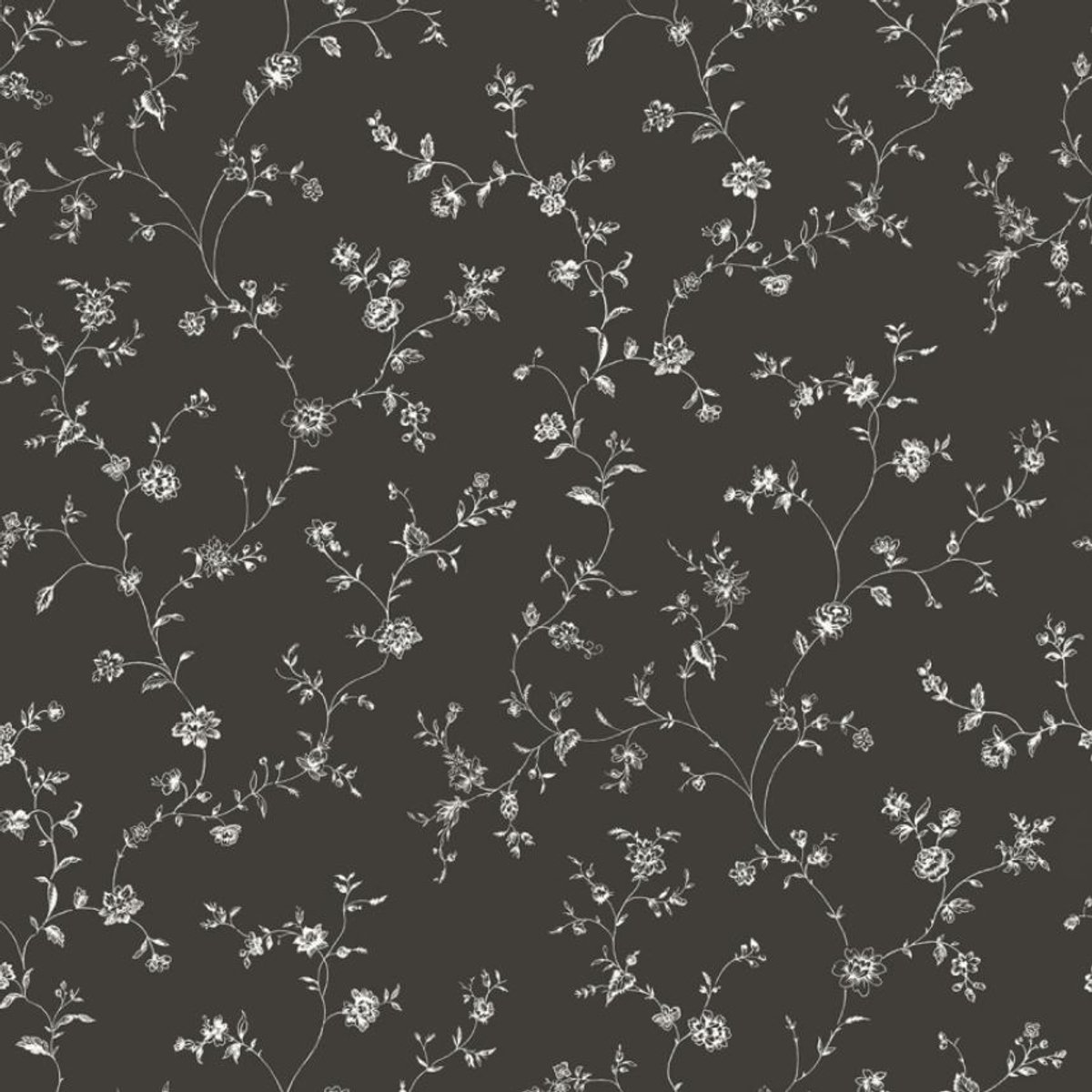 Behang – Vintage bloemenbehang – Zwart Wit – Romantisch – Landelijk – Cottagecore – Klassiek – Woonkamer – Slaapkamer – Hal – 0,53 x 10,05 M – Miniatures 2