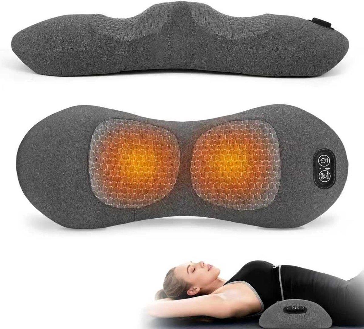 CHIRIAC HOME SOLUTIONS S.R.L. 3-in-1 elektrisch rugmassagekussen, oplaadbaar lendensteunkussen met warmte