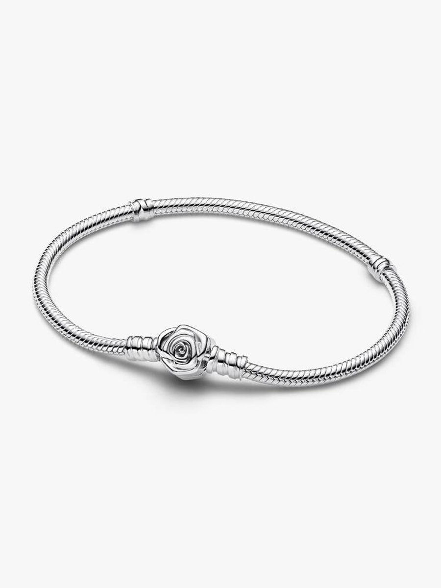 Fler® | Bedelarmband met roos - maat 18 | Zilveren armband | 925 sterling zilver | geschikt voor alle populaire bedel collecties (standaard - 3mm) | Elegante dames armband | Valentijnsdag Cadeau | Sinterklaas kado | Kerstcadeau | Verjaardagsgeschenk