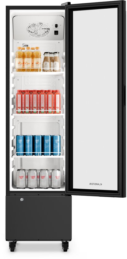 Klarstein Drankenkoeler GrandCooler 180L – Gekoelde Drankenkoelkast met LED, Instelbare Thermostaat 0-10°C, 3 Legplanken, Glazen Deur
