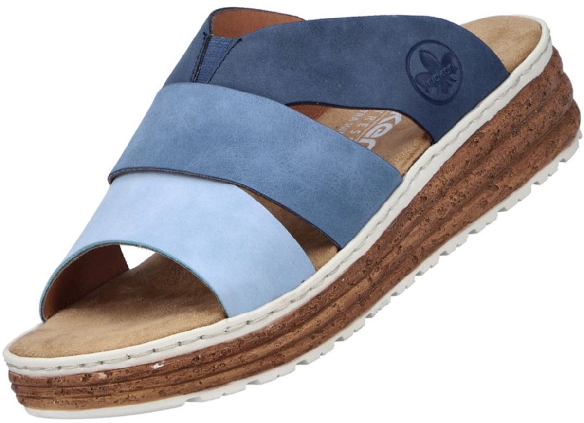 Rieker dames muiltjes blauw - comfort wijdte