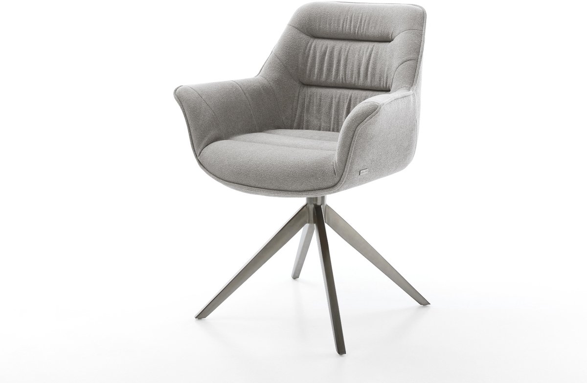 Eetkamerstoel Kaira-Flex kruisframe breed grafiet zachte stof met structuur grijs 360° draaibaar rocker-functie